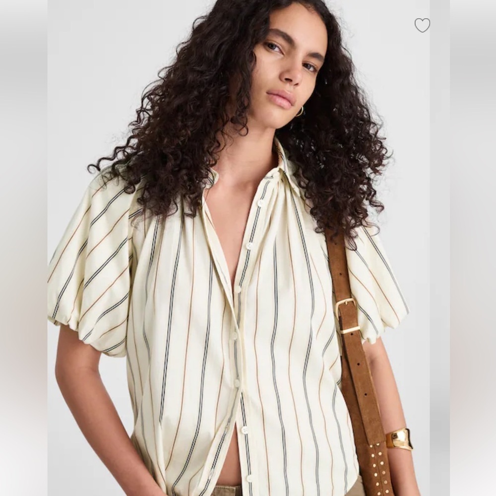 Madewell Shirred Bubble-Sleeve Button-Up
Shirt in Poplin 100% cotton Sz Medium - Picture 3 of 14
